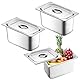 Piashow Panierschalen Set 3-teilig, Gastro Behälter Rechteckig, GN Behälter Edelstahl mit Deckel Gastronormbehälter Lebensmittelqualität Zutatenbehälter (17.5X11X10CM)