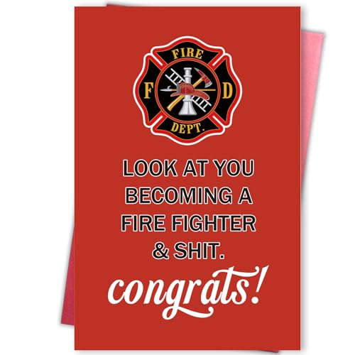 Gevinna Funny Graduation Card for Fire Academy Graduate, Firefighter Congratulations Card for Him...