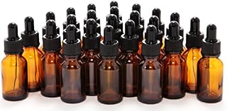 24, Amber, 15 ml (1/2 oz) Glass Bottles, with Glass Eye Droppers