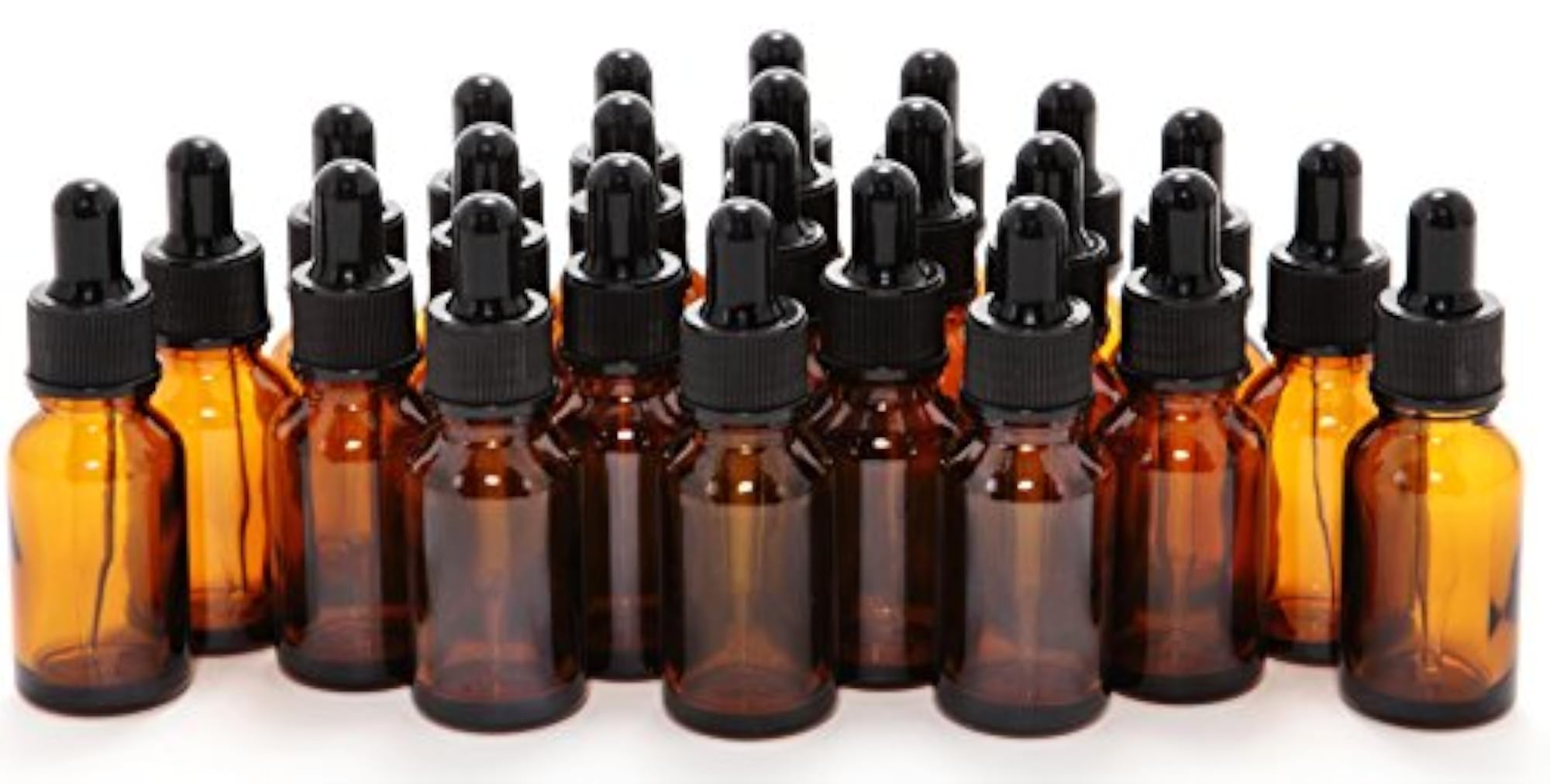 24 Amber 15ml Glass Bottles with Glass Eye Droppers