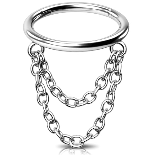 Melighting Knorpelring, Ring mit Kette, Helix-Ohrring, 16 g (1,2 mm), 316L-Edelstahl, Piercing, Schmuck für Damen/Herren, 8 mm, Edelstahl