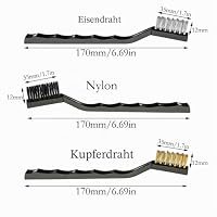 3 Stück Drahtbürsten, Mini Drahtbürsten Set, Mini-Bürsten, Hand Drahtbürste, Reinigung Drahtbürste, zum Reinigen von Schweißschlacke, Staub und Flecken (Edelstahl + Messing + Nylon) – Ansicht 2
