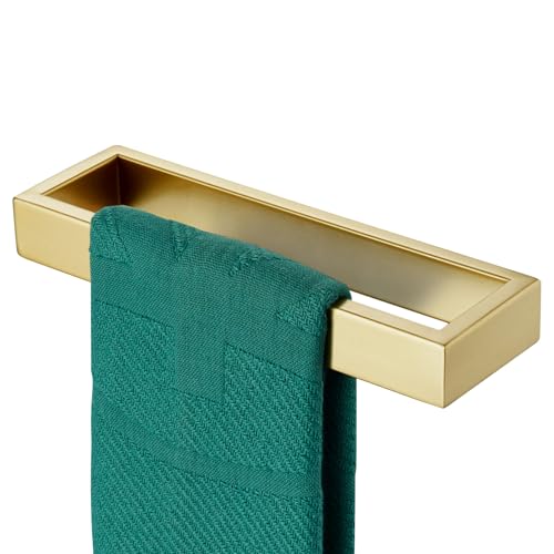 KOKOSIRI Towel Ring Brushed Gold Hand Towel Holder 9 Inch Kitchen Towel Hanger Rack Stainless Steel Bathroom Hardware Wall Mounted 1 Pack B4008BG-L9