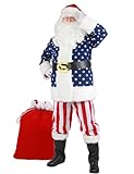 Opemon Adult Santa Claus Costume 11 Pcs Deluxe Christmas Santa Suit For Men Holiday Outfit For Xmas Party Cosplay L