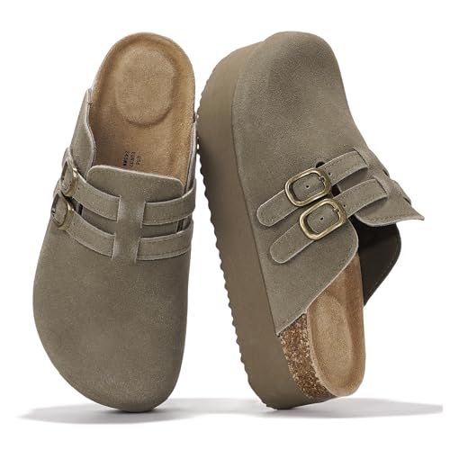 Image of Project Cloud 100% Genuine Leather Platform Sandals Women Footwear - Comfortable Womens Slides Memory Foam Insole - Non Slip Water-Resistant 3-Strap Wedge Sandals for Women 2026