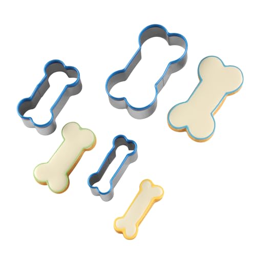 Dog Bone Cookie Cutters Set of 3, Bone Shapes Cookie Cutter, Biscuit Dog Treat Cookie Cutter Set for Homemade (Blue Is Visible & Friendly For Your Pup-Doggy)