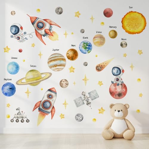 Vinilo Decorativo Cohete Galaxia para Pared Infantil