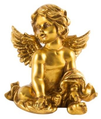 Figurine Statuette Ange doré Assis - 12 cm (M2)