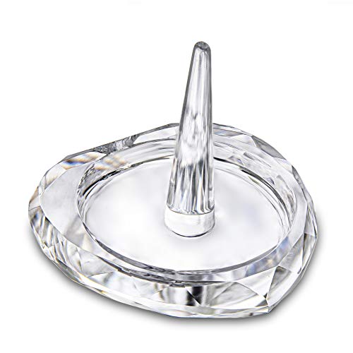 H&D Heart Shaped Clear Crystal Ring Holder for Jewelry, Gift for Mothers