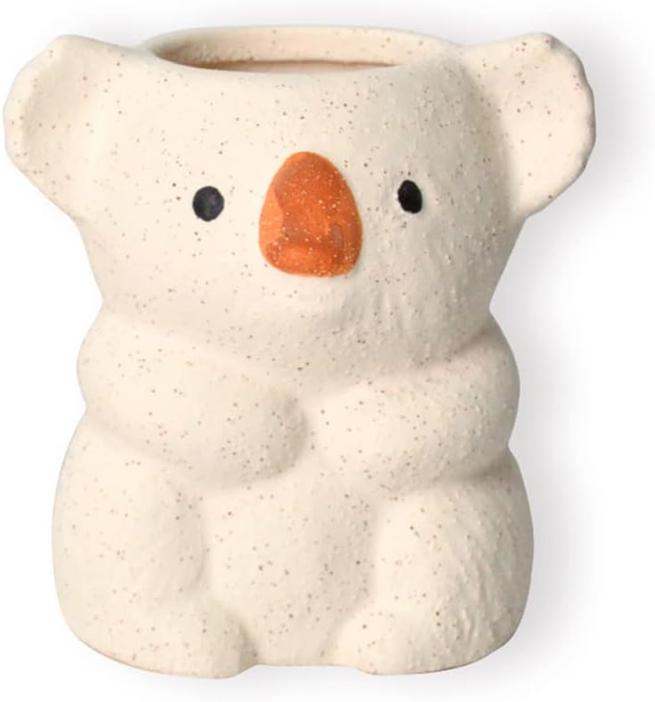 Cute Koala Bear Garden Pot Desktop Pencil Holder Ceramic Vase (B Beige)