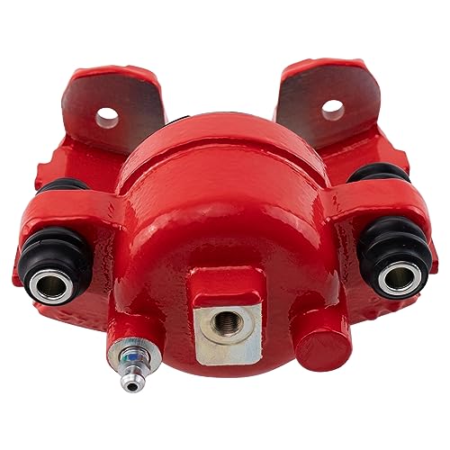 Image of TRQ Front Brake Caliper Set Painted Red Brackets Compatible with 1990-2001 Jeep Cherokee 1990-1992 Comanche 1993-1998 Grand Cherokee 1993 Grand Wagoneer 1990 Wagoneer 1990-2006 Wrangler
