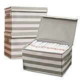 Instome Set of 3 Fabric Storage Bins with Lids,Foldable Storage Boxes with Lids and Handles,Foldable...