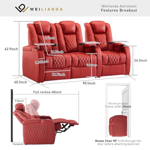 Image of Weilianda Home Theater Seating, Top Grain Leather Movie Theater Chair
