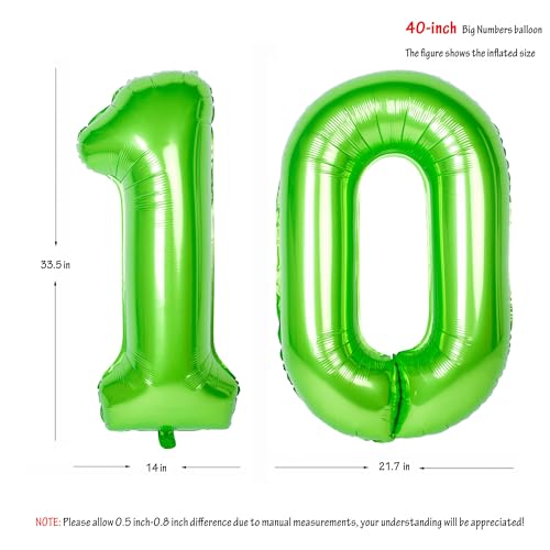Green number 10 balloon 40 Inch helium balloon tin foil polyester film large digital 10st birthday party decoration supply holiday party anniversary commemorative supplies - Image 4