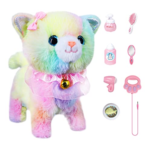 Bilinott Interactive Remote Control Electronic Plush Cat Toy - Walks, Barks, And Plays Dress Up - Realistic Stuffed Animal For Girls, Kids - Age 3 4 5+ - Best Gift (Cat-Colourful) #TOP2