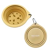 Tito's Closet Dog Food and Water Bowl Set - 2 Pack Dog Travel Bowls with Dog Food Bowl Slow Feed and Water Bowl, Rimless Design, Food Grade Silicone Slow Feeder and Water Bowl, Dog Travel Bowl - Tan