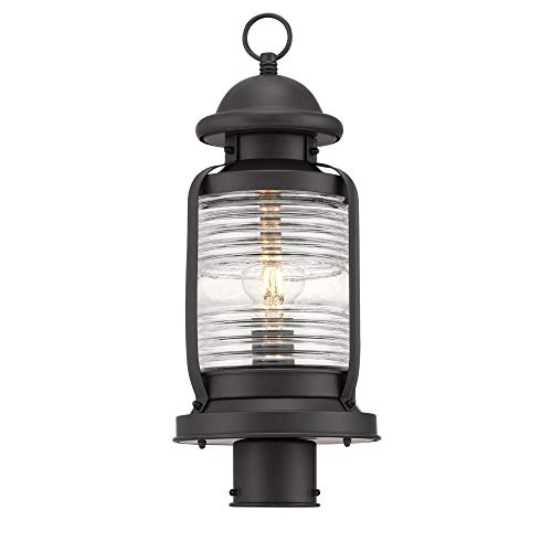 Westinghouse Lighting 6113300 Weatherby Rustic/Arts & Crafts One-Light Outdoor Post-Top Fixture, Weathered Bronze Finish, Clear Glass #TOP2