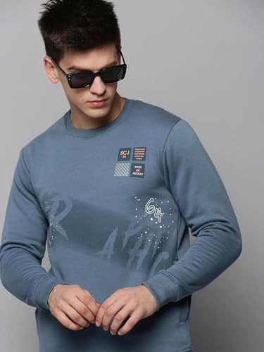 Image of SHOWOFFFF Men Solid Pullover Sweatshirt | Round Neck Full Sleeves Cotton Sweatshirt's for Mens | Slim Fit Regular Length Sweatshirts for Men's