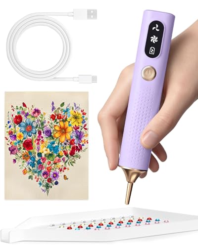 Electric Diamond Painting Pen Vacuum Diamond Art Pens Cordless & Quiet Adjustable Suction Mode Diamond Painting Tool Supplies for Adults Purple