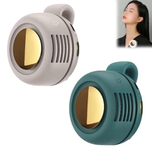 Mini Ventilador Eléctrico Portátil, Silencioso Y Sin Aspas, Con Clip, Ajustable, De 3 Velocidades, Con Suspensión Y Clip, Recargable, Manos Libres, Pequeño Ventilador De Cuello Tipo(Green+White)
