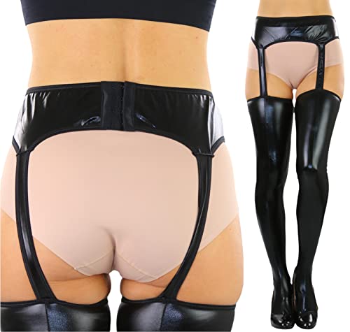 ToBeInStyle Women's Wet Look Suspender Pantyhose and Tights2