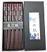 JapanBargain 4506, Bamboo Chopsticks Reusable Japanese Chinese Korean Wood Chop Sticks Hair Sticks 5 Pair Gift Boxed Set Dishwasher Safe, 8-3/4 inch (White-CherryBlossom)