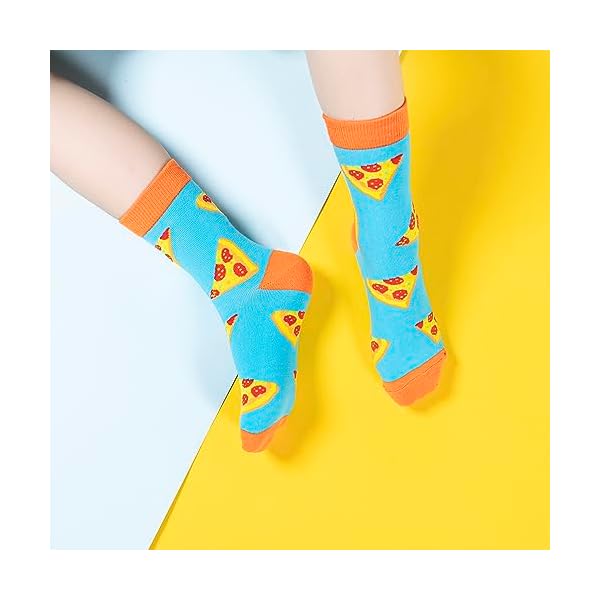 BISOUSOX Kinder Socken Jungen Mädchen Bunte Socken Kinder Baumwolle Kindersocken Sport Atmungsaktiv Lustige Socken Jungen Schulkind Socken Pizza Avocado Ei Taco Strümpfe Geschenk für Kinder – Bild 7