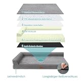 COZY KISS Orthopädisches Hundebett, 19cm Dicke Hundesofa für Mittelgroße Hunde, Abnehmbar und Waschbar Hundecouch, rutschfeste Unterseite, Wasserdichtes Innenfutter (Gris-L-Type, S(76 * 51 * 19CM))