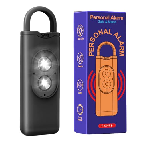Alarma de seguridad personal – Llavero de seguridad de 135 dB con luz de advertencia brillante, sirena de autodefensa, alerta de sonido de tamaño de bolsillo para viajes, correr por la noche y