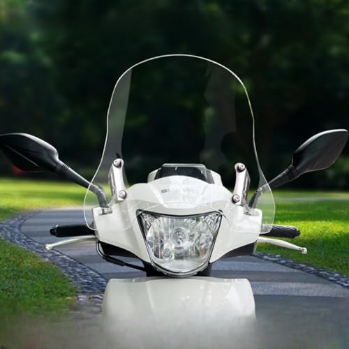 原付 風防スクリーン スクーター 安定 感厚さ調整可能 バイク ウインドシールド 風防 汎用 雨 風 虫 防止 幅広 風防 汎用型 バイク オートバイ 35-45cmから選べ (透明, 45cm)