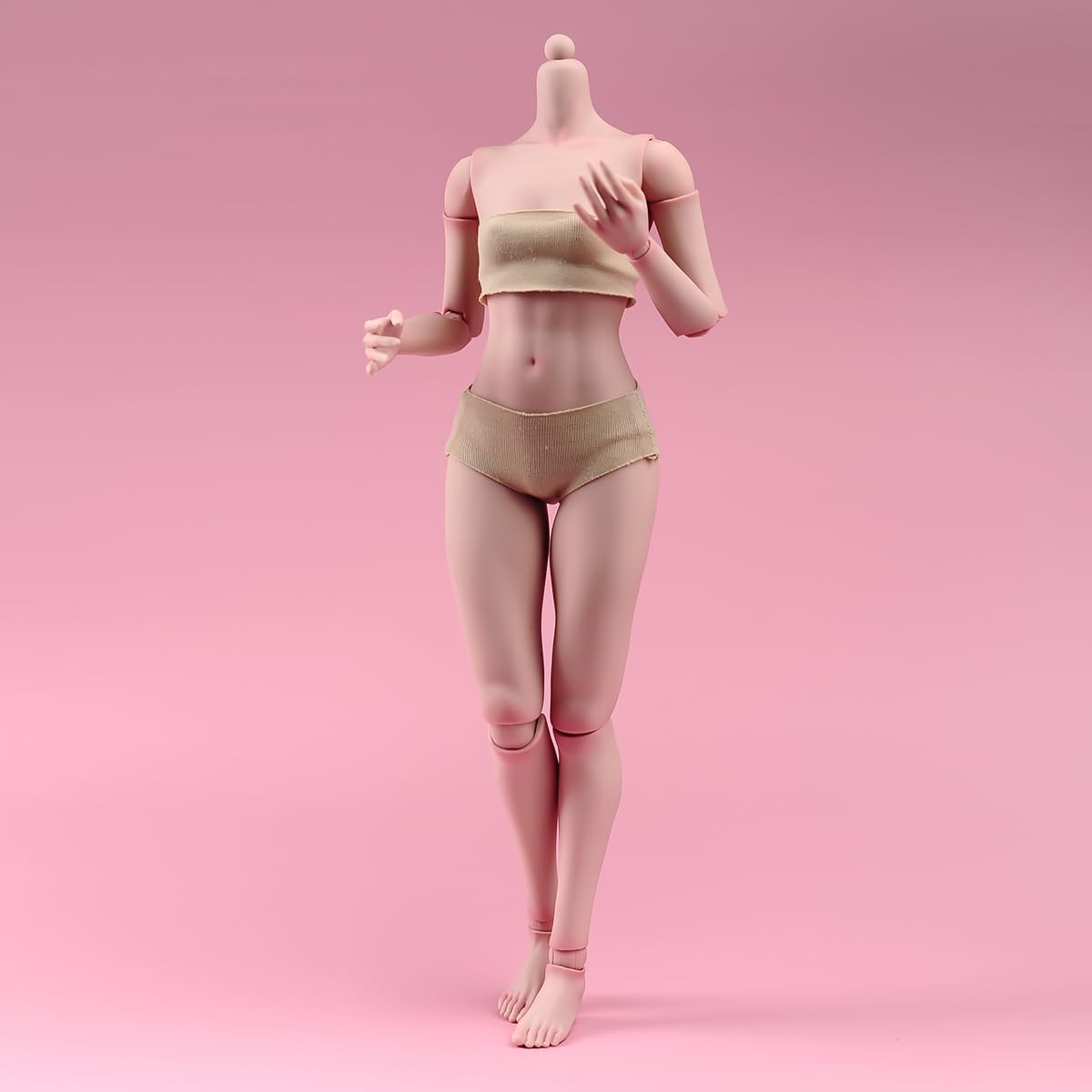 1/6 Scale Female Action Figure Body, Flexible Joint 12 inches Action Figure Body Model (NO Head) with Various Detachable Feet & Hands Shapes Accessories (Model Figure - Pale Skin)
