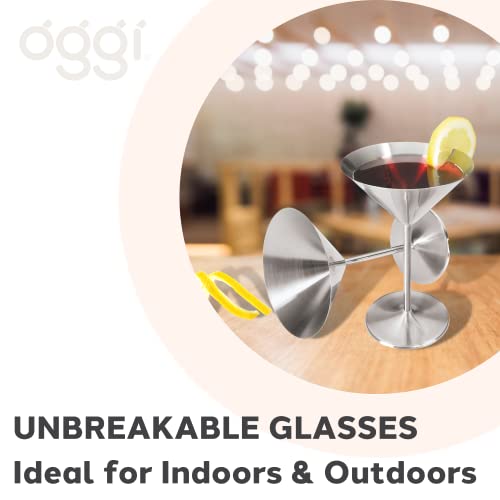 Oggi Stainless Steel Martini Glasses - 8Oz, Set Of 2 - Unbreakable Martini Glasses, Ideal Outdoor Martini Glasses For Boating, Rv, Parties, Stylish Cocktail Glasses & Martini Glass Gift Set #TOP3