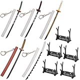 10 Pieces (5 Swords and 5 Sword Holders)Mini Katana Samurai Sword Game Series Sword Party Supplies Gift Keychain for Anime Fans or Spinning Pen Decompression.be applicable Mode Action Figure