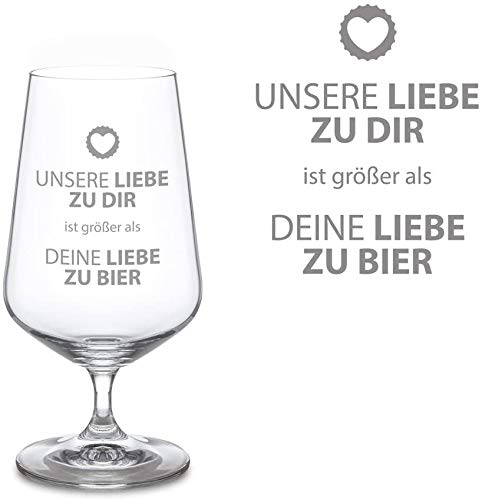 Bierglas Pilstulpe mit Gravur „Unsere Liebe zu Dir“ – Lustiges Vatertags- & Geburtstagsgeschenk für Bierliebhaber 🍻❤️ – Bild 3