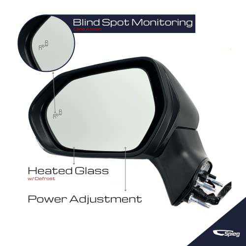 Spieg To1320368 Driver Side Mirror Replacement For Toyota Camry 2018-2021 Power Heated Turn Signal Blind Spot Monitoring Paint To Match White 7Pin (Lh) #TOP1