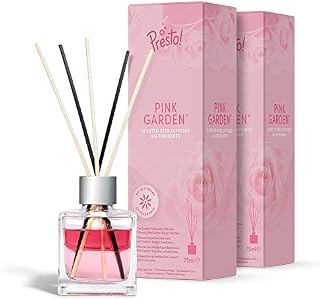 Amazon Brand - Presto! Air Freshener Reed Diffuser, Pink Garden - Pack of 2