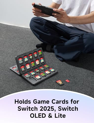 JSAUX Game Card Case for Nintendo Switch 2 (2025), Switch OLED & Lite, 40-Slot Hard Shell Storage Holder for 40 Game Cartridges & Micro SD Cards, Compact Travel Gaming Card Organizer Box - Black - Image 4