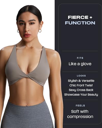 Image of Aoxjox Women's Workout Sports Bras Fitness Metamorph Sienna Twist Bra Yoga Crop Tank