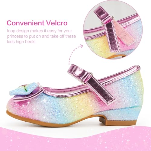 Stelle Girls Dress Shoes Toddler Princess Shoes Glitter Flower Little Girl Flats Mary Jane Low Heels for Party Wedding - Image 4