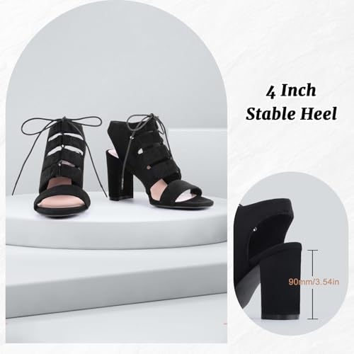Image of perixir Gold Heels for Women, High Heels with Spiral, 4.17 inch Stiletto Heeled Sandals for Dressy Women, Lace Up Sandals Comfortable Slingback Sandal
