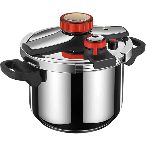 POGOAO Olla a presión de Acero Inoxidable 316, Olla a presión Plegable Doble de 10 l con válvula de Escape, presión Ajustable en 3 Marchas, Bloqueo con una Mano, Olla a presión doméstica