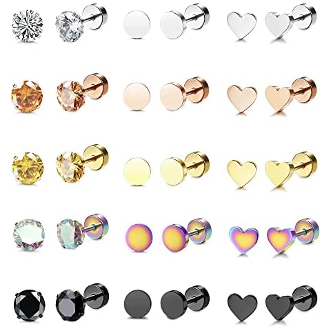 Juego de 19 pares de pendientes de acero inoxidable MILACOLATO Cover