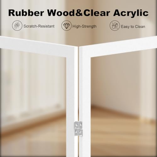 TSAYAWA Extra Wide Clear Dog Gate，6 Panel (107.957" W*24.61" Tall) Wooden Dog Gate, Clear Acrylic Pet Gate，Transparent Freestanding Pet Gate for Doorways Stairs by TSAYAWA - Image 4
