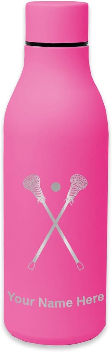 Double Wall Stainless Steel Water Bottle, Lacrosse Sticks, Personalized Engraving Included