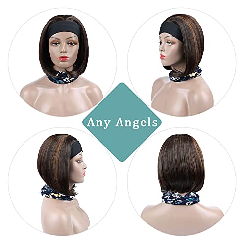 GOWIT Short Headband Wig 10 Inch Bob Headband Wigs for Black Women Glueless Half Wigs Heat Resistant Synthetic Headband Wig for Cosplay Party Daily Use(10",HL6/30/27)