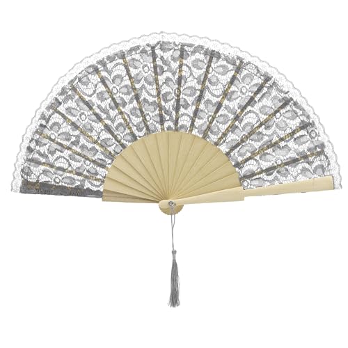 MAPIMANIA - abanicos de Madera Plegables para Bolso con Encaje