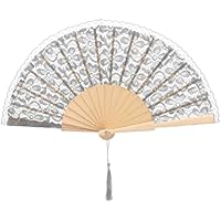 MAPIMANIA - abanicos de Madera Plegables para Bolso con Encaje