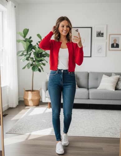 Image of LETDIOSTO Cropped Cardigan Bolero Shrug for Women, Button Down Long Sleeve Knit Sweater for Dresses,for Jeans, XS to XL