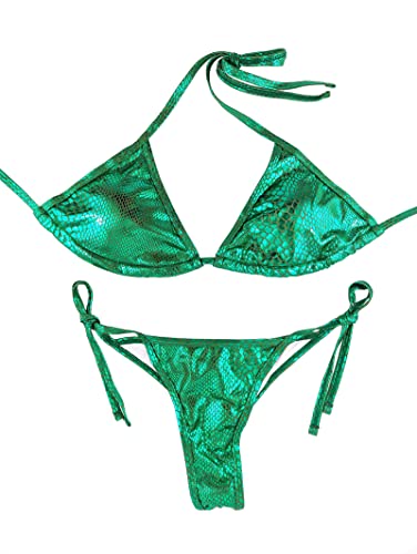 bikini de práctica, traje de posando, bikini de competición - color verde brilliante