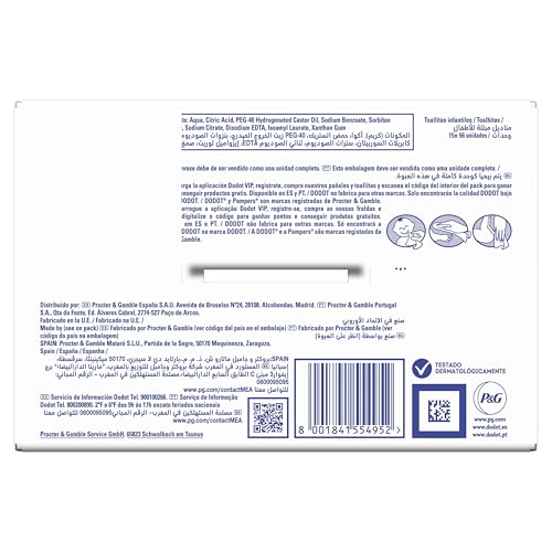 Dodot Toallitas Sensitive para Bebé, 15 Paquetes De 56 Unidades = 840 Toallitas, Óptima Protección para la Piel